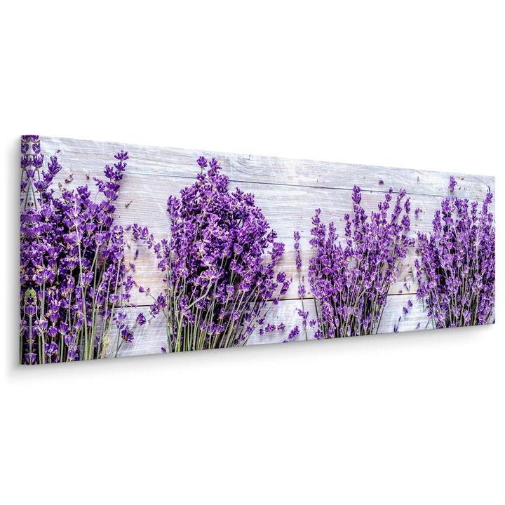 Tablou Muralo Pentru Dining Lavanda 145cm x 45cm Flori Natura Scanduri