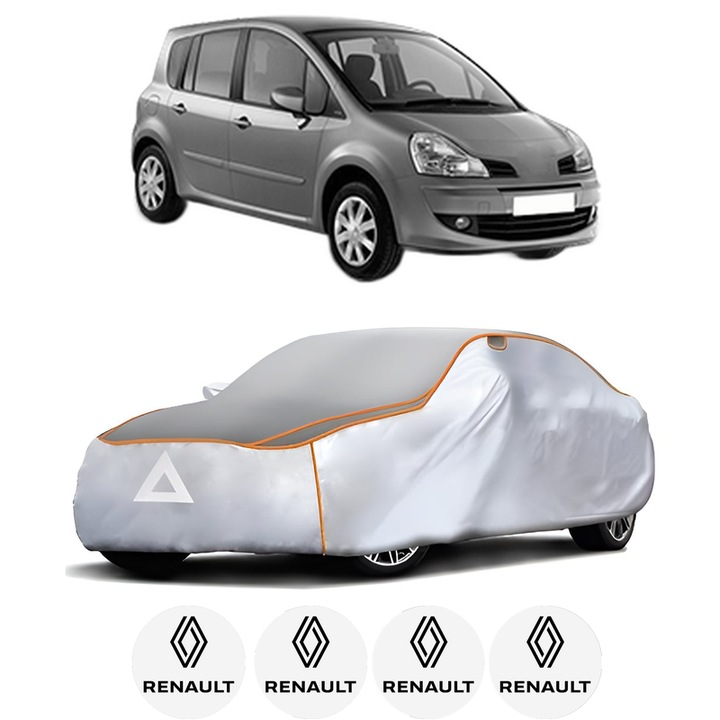 Husa Prelata Antigrindina Auto RENAULT MODUS / GRAND MODUS (F/JP0_) din 2004-2012, Protectie auto contra intemperiilor la grindina, Waterproof, 4x Stickere auto RENAULT