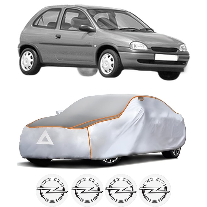 Husa Prelata Antigrindina Auto OPEL CORSA B (S93) din 1993-2002, Protectie auto contra intemperiilor la grindina, Waterproof, 4x Stickere auto OPEL