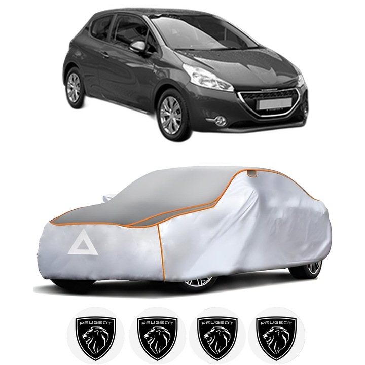 Husa Prelata Antigrindina Auto PEUGEOT 208 Hatchback Van (CR_) din 2013-2019, Protectie auto contra intemperiilor la grindina, Waterproof, 4x Stickere auto PEUGEOT