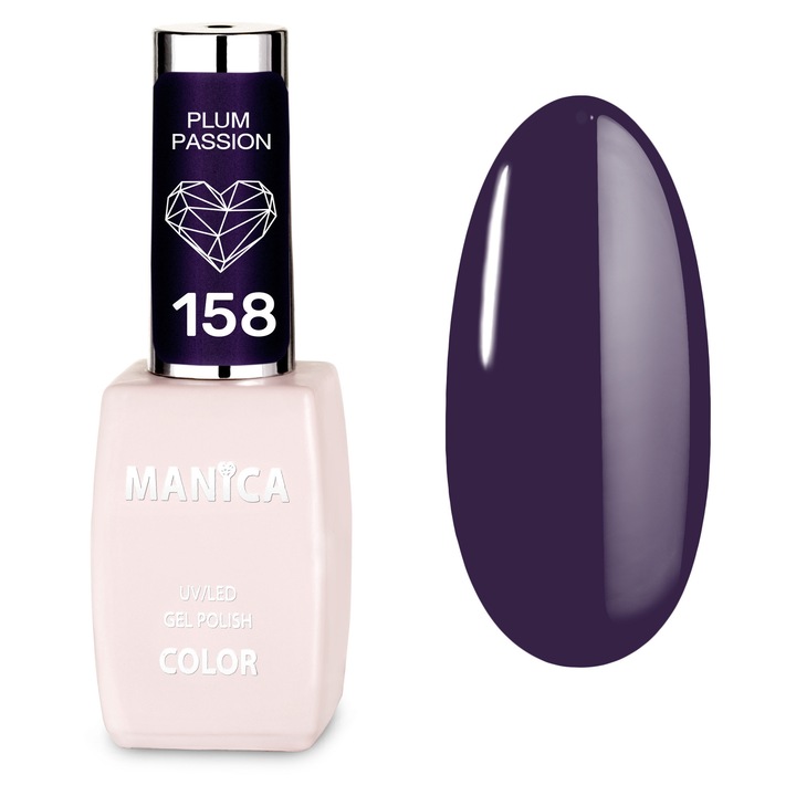 Oja hibrida Manica 10ml, Plum Passion, 158, culoare intensa, aplicare usoara