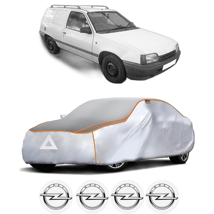 Husa Prelata Antigrindina Auto OPEL KADETT E Estate Van (T85) din 1984-1993, Protectie auto contra intemperiilor la grindina, Waterproof, 4x Stickere auto OPEL