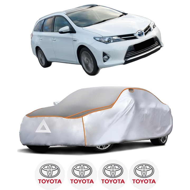 Husa Prelata Antigrindina Auto TOYOTA AURIS Estate (_E18_) din 2013-2018, Protectie auto contra intemperiilor la grindina, Waterproof, 4x Stickere auto TOYOTA