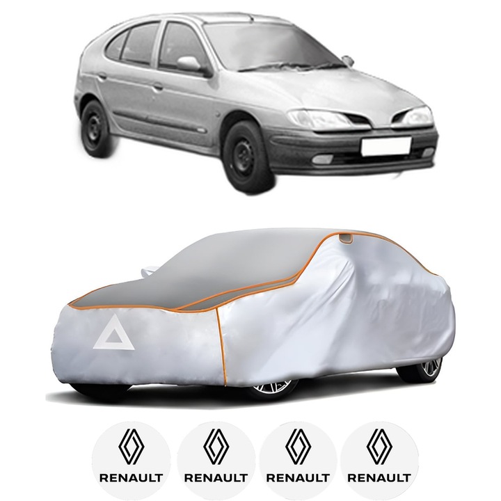 Husa Prelata Antigrindina Auto RENAULT MEGANE I (BA0/1_) din 1996-2008, Protectie auto contra intemperiilor la grindina, Waterproof, 4x Stickere auto RENAULT