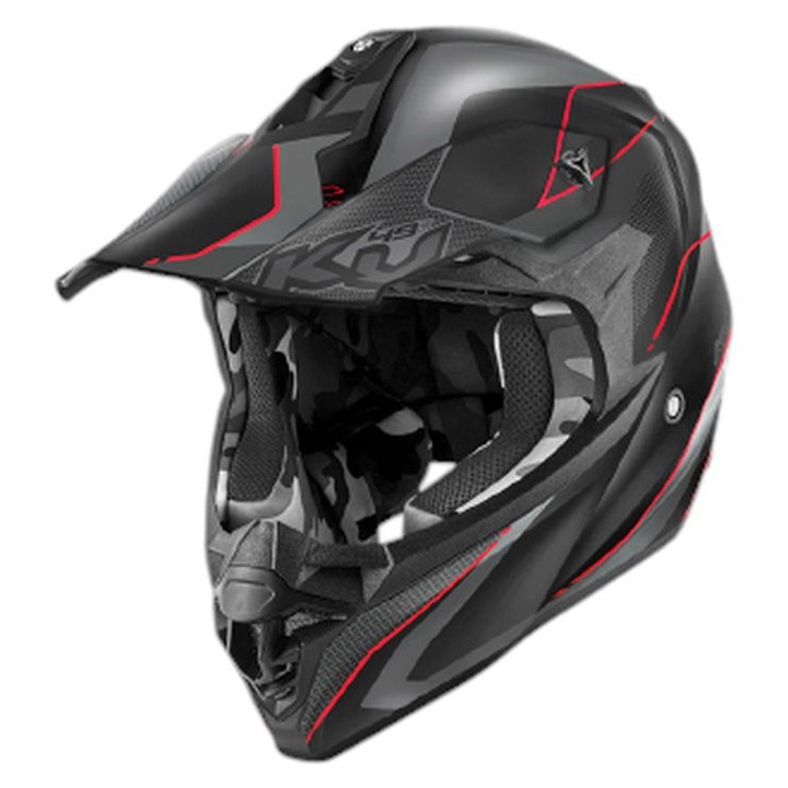 Casca Kappa 2024/12 KASK KV49 EVO CHASER, negru, gri, rosu, marimea 54/XS