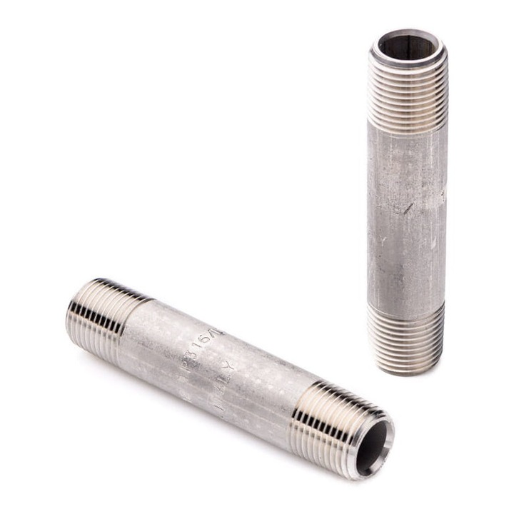 Rozsdamentes acél fitting 1/2'' 316L NPT, 100 mm hossz, 20,7/21,1 mm átmérő