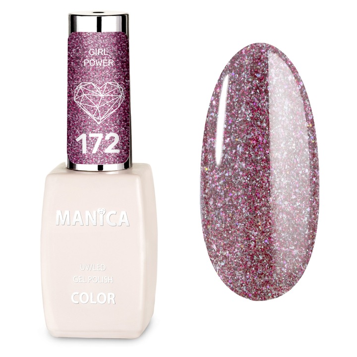 Oja hibrida Manica 10ml, culoare 172, efect de durabilitate 21 zile, aplicare usoara