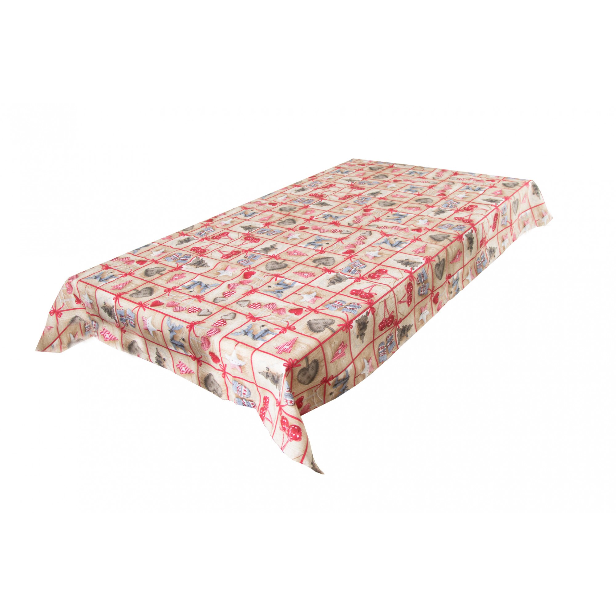 Fata de masa Rakkaani bej maroniu, colectia de Craciun, 130x180 cm