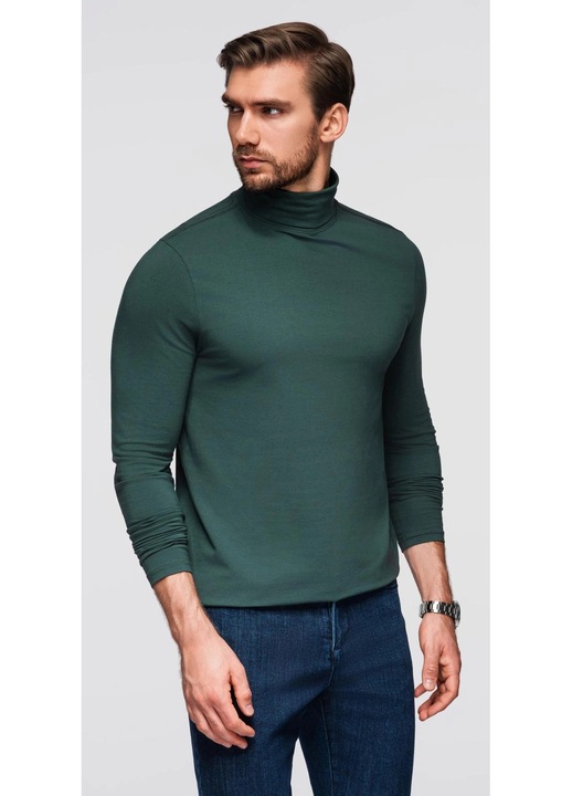 Пуловер с висока яка и дълги ръкави OMBRE OM-LSCL-0130, Тъмнозелен