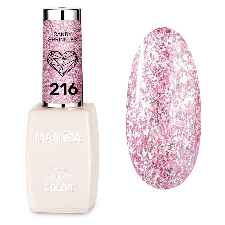 Manica lac hibrid LED/UV 10ml, 216, culoare roz