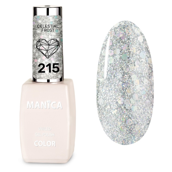 Oja hibrida Manica 10ml, 215, culoare Celestial Frost, efect de durabilitate pana la 21 zile