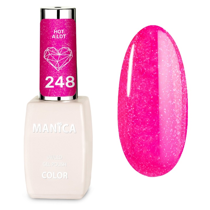 Oja hibrida Manica 10ml, rosu intens, Hot a Lot - 248, tehnologie LED/UV