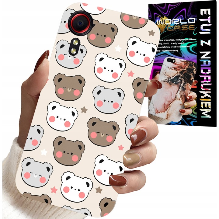 Carcasă pentru telefon, World Case, Samsung Galaxy Xcover 7, desene cu urși de pluș, silicon, 0, 2cm