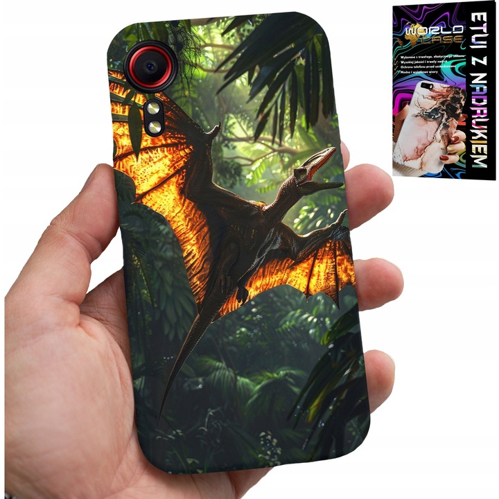 Telefontok, World Case, Samsung Galaxy XCover 7, Pterodactyl dinoszaurusz design, szilikon, többszínű