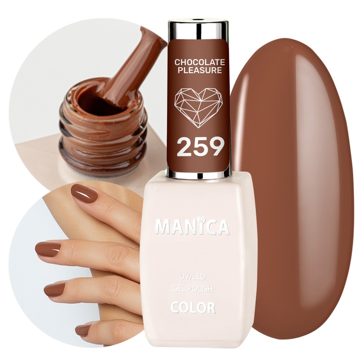 Oja hibrida Manica 10ml - Chocolate Pleasure - 259, nuanta bronz, calda si moderna