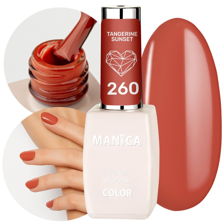 Oja hibrida Manica 10ml - Tangerine Sunset - 260, portocalie, caldura si eleganta