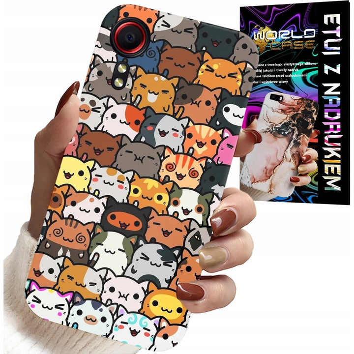 Samsung Galaxy XCover 5 telefontok, World Case, macskás design, szilikon, többszínű