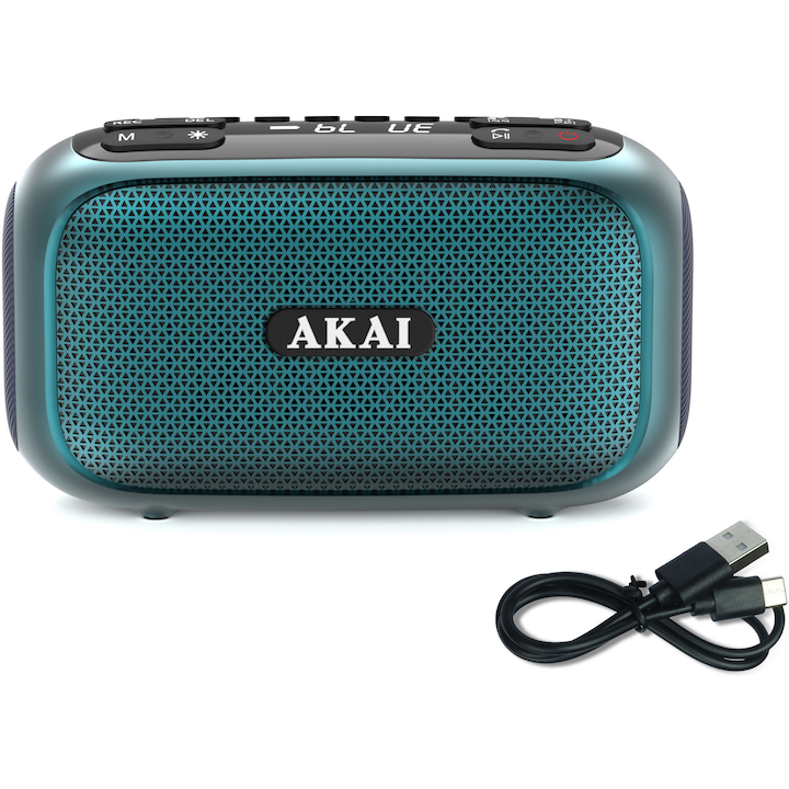 Преносимо радио Akai APR-700, FM, Bluetooth, USB, MicroSD, RGB Laser LED, Зелен