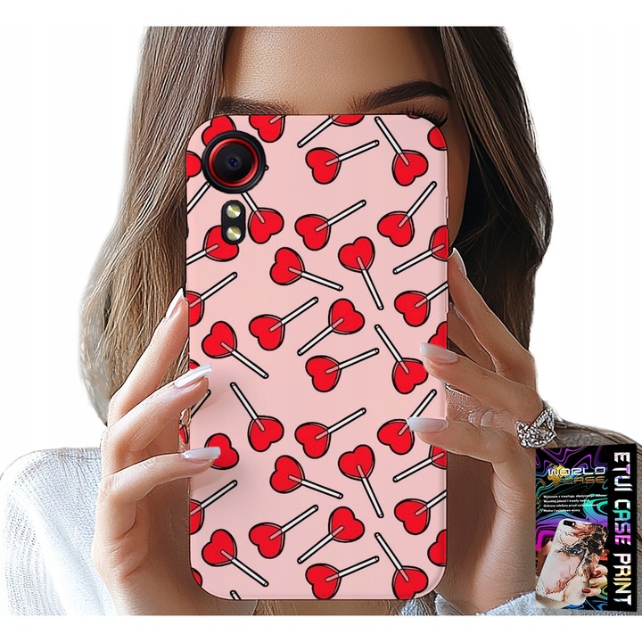 Carcasă pentru Samsung Galaxy Xcover 7, World Case, design inimă Lollipop, silicon, multicolor