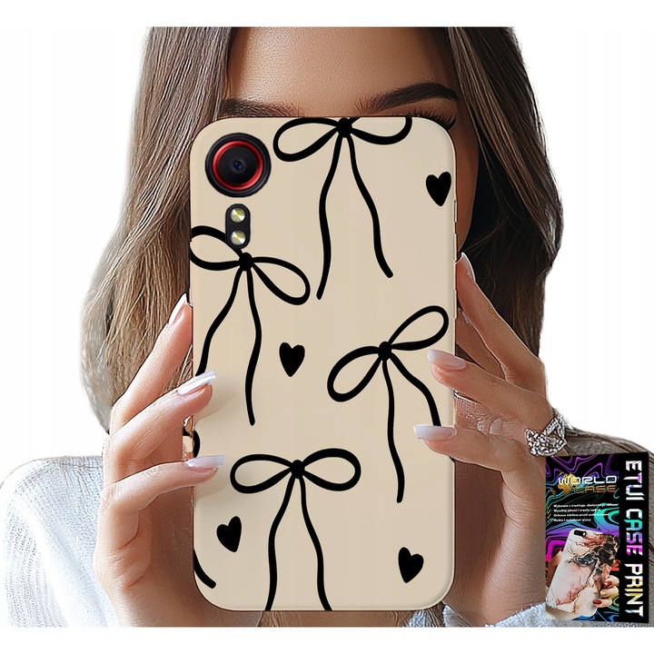 Carcasă pentru Samsung Galaxy Xcover 7, World Case, design cu panglică, bej, silicon