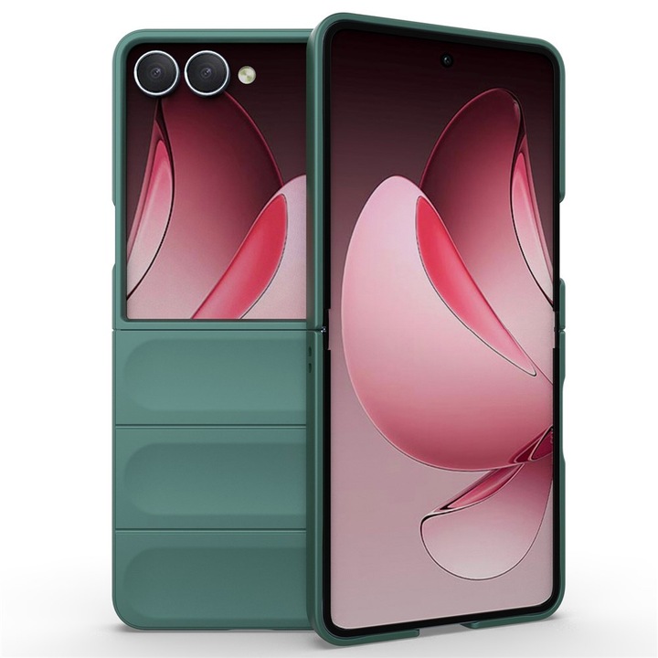 Калъф Buffer от силикон с микрофибър съвместим със Samsung Z Flip7 / Flip 7, против пръстови отпечатъци, гъвкав TPU, зелен