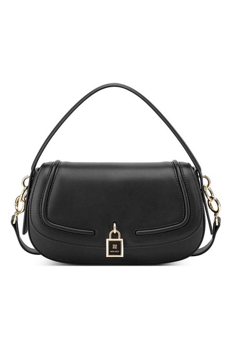 NINE WEST, Műbőr táska állítható keresztpánttal, Fekete
