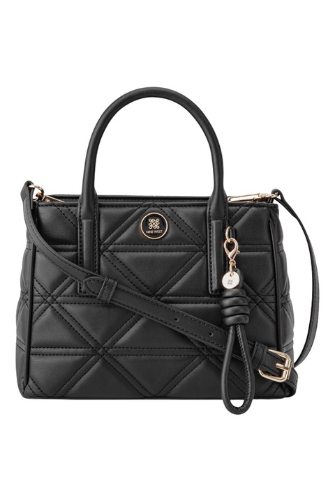 NINE WEST, Steppelt műbőr válltáska, Fekete