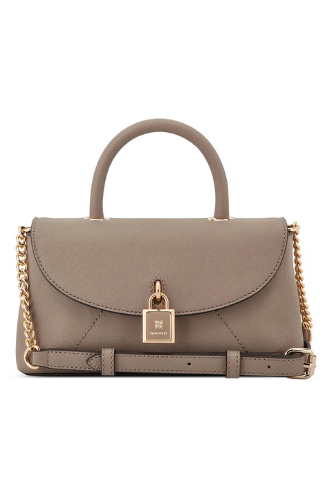 NINE WEST, Levehető pántos műbőr kézitáska, Sötétbézs