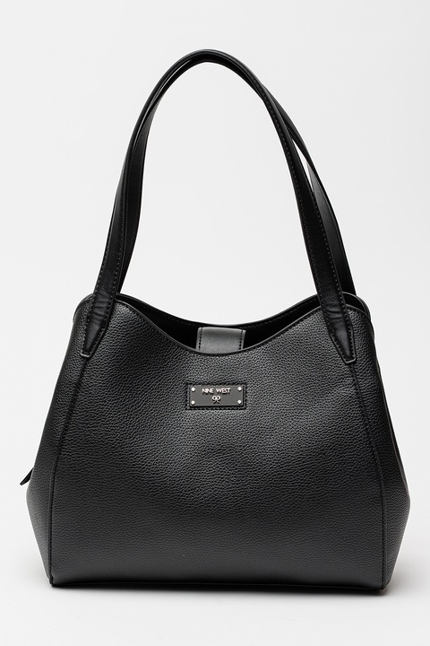 NINE WEST, Logós műbőr válltáska, Fekete