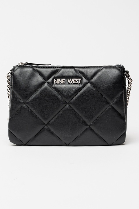 NINE WEST, Keresztpántos táska logórátéttel, Fekete