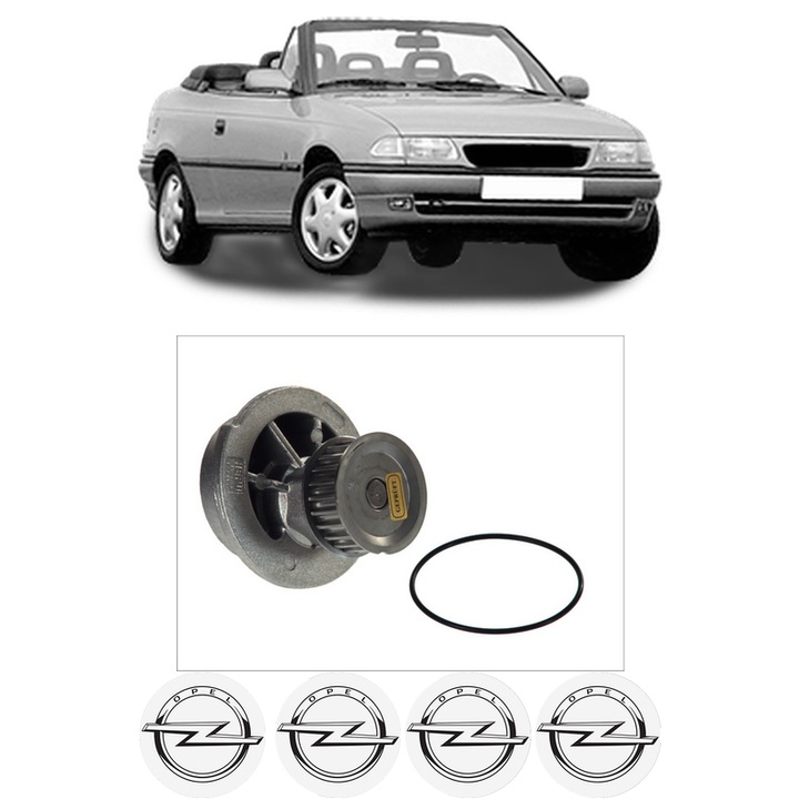 Pompa apa OPEL ASTRA F Convertible (T92) 1.4 i 16V din 1996-2001 KW 66 CP 90 CMC 1389, Auto, HEPU, 4x Stikere auto cu OPEL