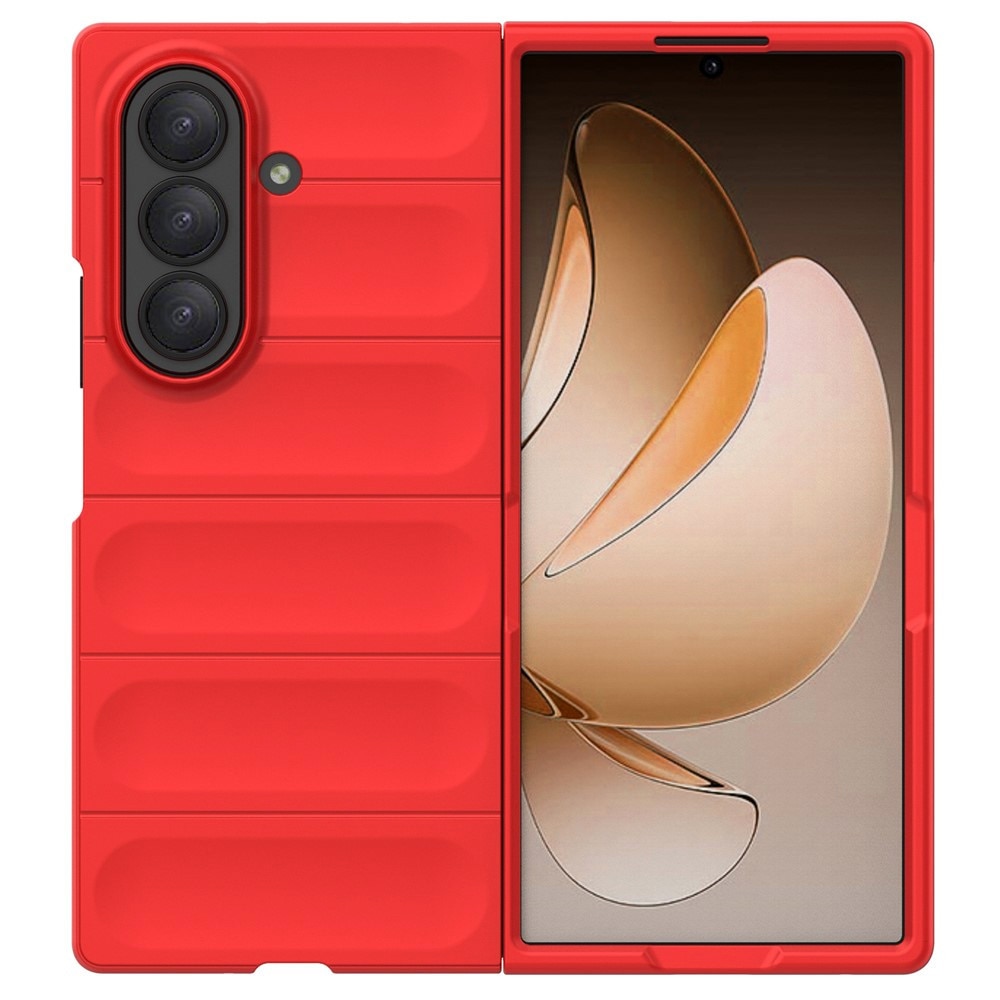 Husa Buffer din Silicon cu Microfibra pentru Samsung Galaxy Z Fold 8 Ultra, Military-Grade Resistance, Anti-amprente, Flexible TPU, Rosu