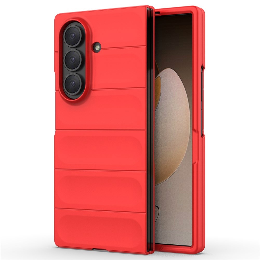 Husa Buffer din Silicon cu Microfibra pentru Samsung Galaxy Z Fold 8 Ultra, Military-Grade Resistance, Anti-amprente, Flexible TPU, Rosu