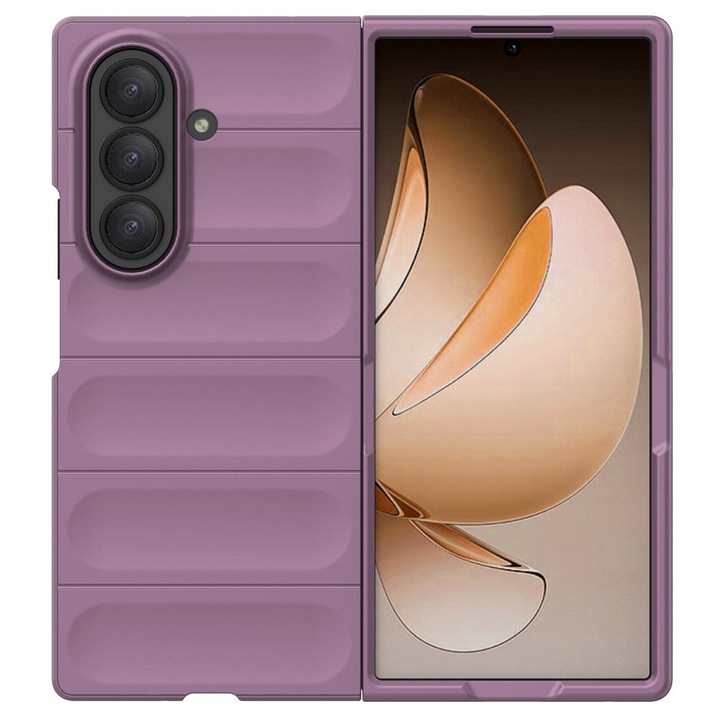 Husa Buffer szilikon mikroszálas belsővel Samsung Galaxy Z Fold 8 Ultra készülékhez, katonai szintű ellenállás, ujjlenyomatmentes, rugalmas TPU, lila