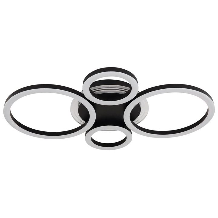 Plafoniera LED rotunda Globo Lighting 40W, 2500 lm, 3CCT (2700/4500/6500K), IP20, negru/opal