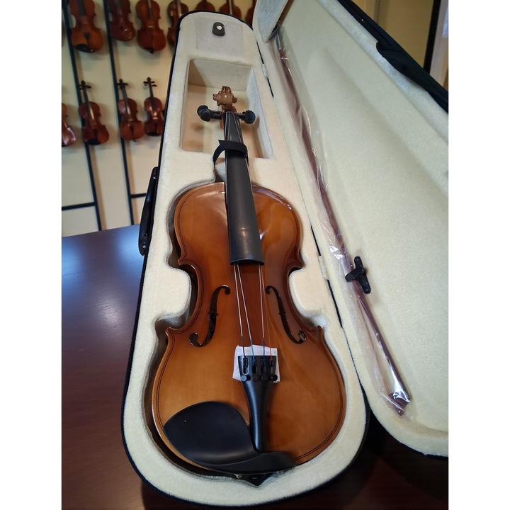 Vioara Clasica Imitatie Lemn 4/4 cu Toc de Protectie Inclus, Acordaj Fin, Sunete Reale, 58cm, VisionXXI Violins