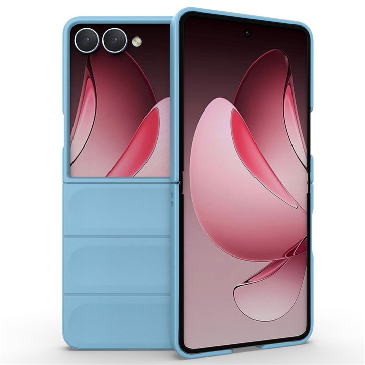 Калъф Buffer от силикон с микрофибър съвместим със Samsung Z Flip7 / Flip 7, военна устойчивост, против пръстови отпечатъци, гъвкав TPU, син