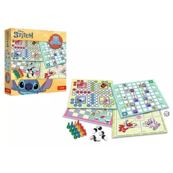 Joc de societate Trefl: Stitch 15 in 1 - in limba maghiara