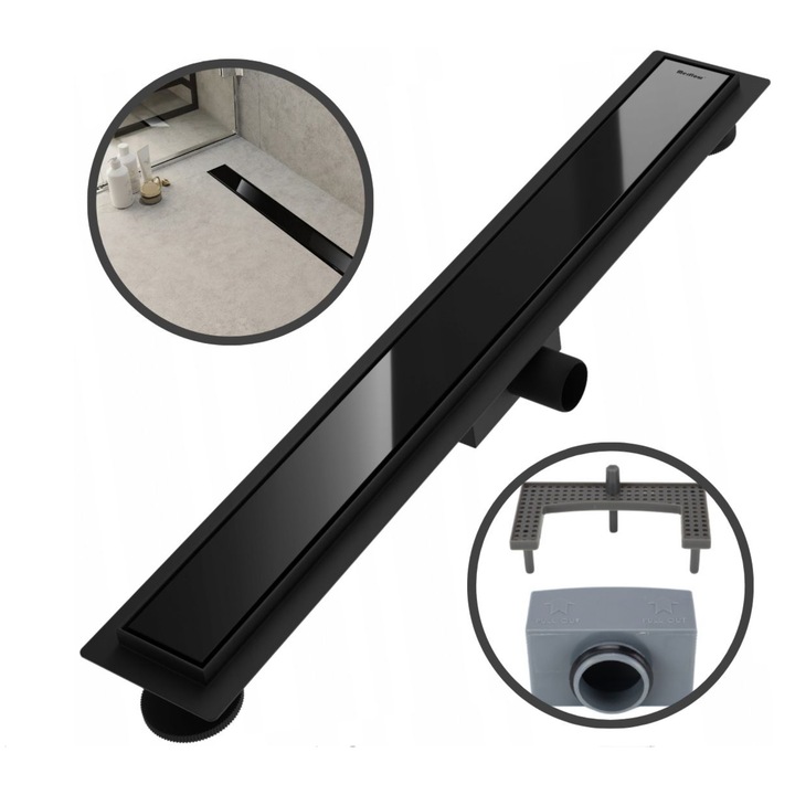 Scurgere liniara Merflow 90cm, inox 304, 0,6 l/s, set complet de montaj