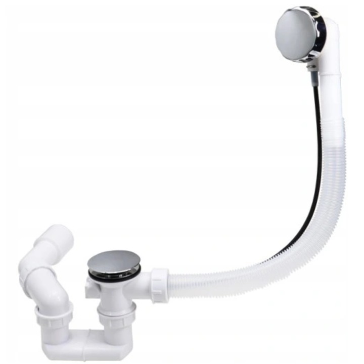Sifon automat pentru cada cu buton rotativ cromat, curatare de sus, Ø40/50 mm – MERFLOW