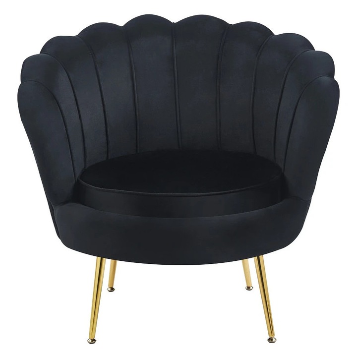 Scaun de Dining, Topscaune, Picioare Metalice, negru/auriu, Tapiterie Catifea, 83x76.5x78 cm