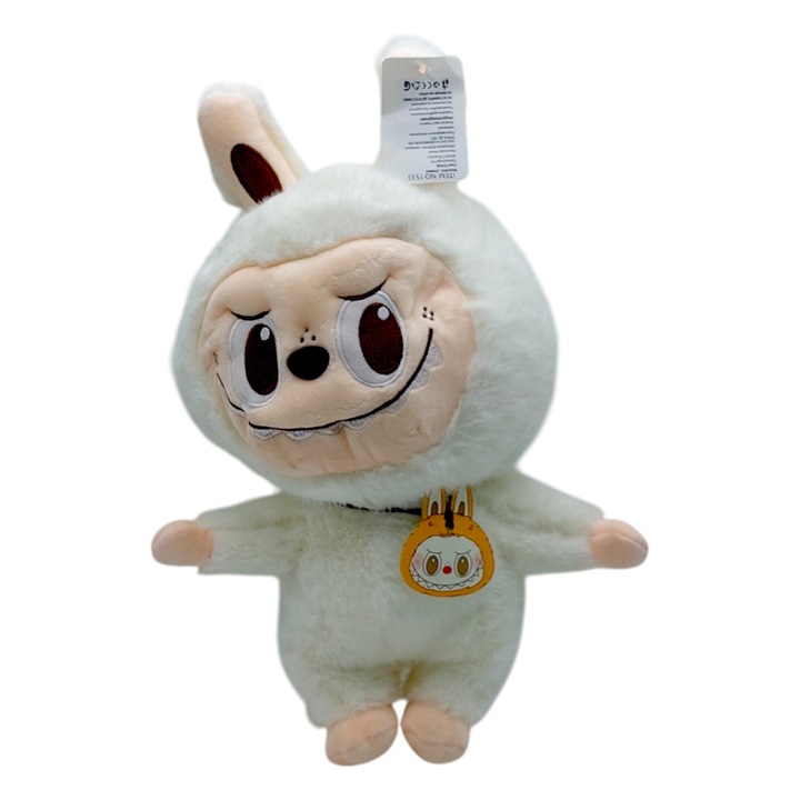 Jucărie Labubu, Tip dinozaur, Plus, Alb, 40 cm