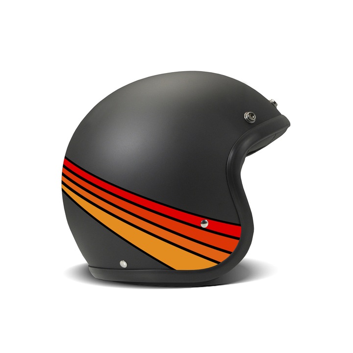 DMD Retro motoros sisak, matt fekete-piros, L méret, vintage design, alacsony súly