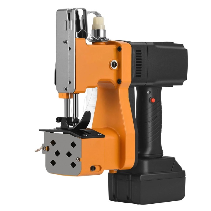 Elektromos zsákvarrógép, 36V akkumulátor, 2600 öltés/perc, 10mm vastagság, sárga