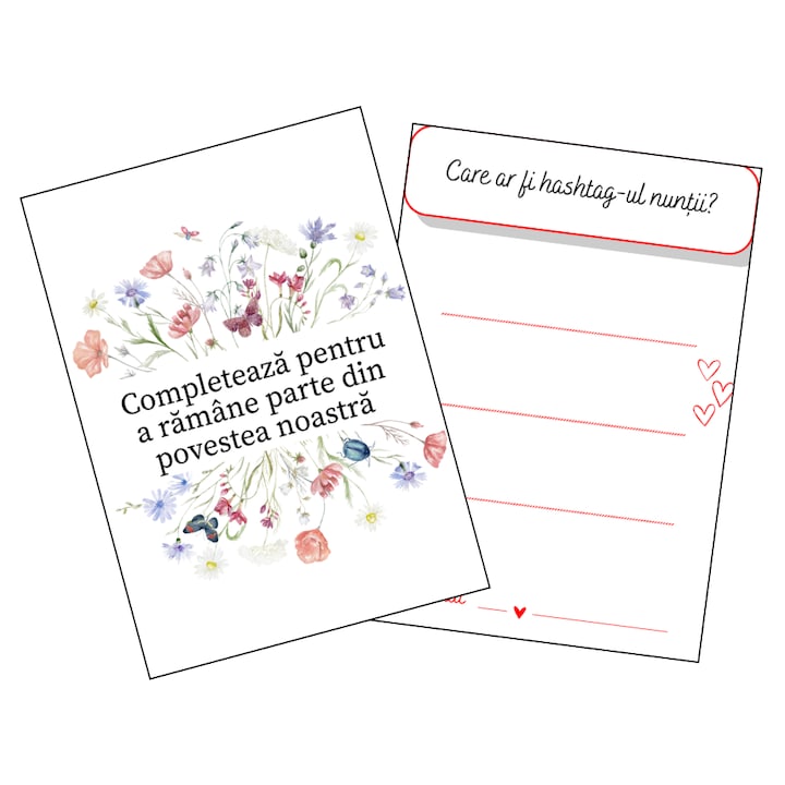 Marturii interactive nunta de tip intrebari/predictii pentru invitati, 70buc