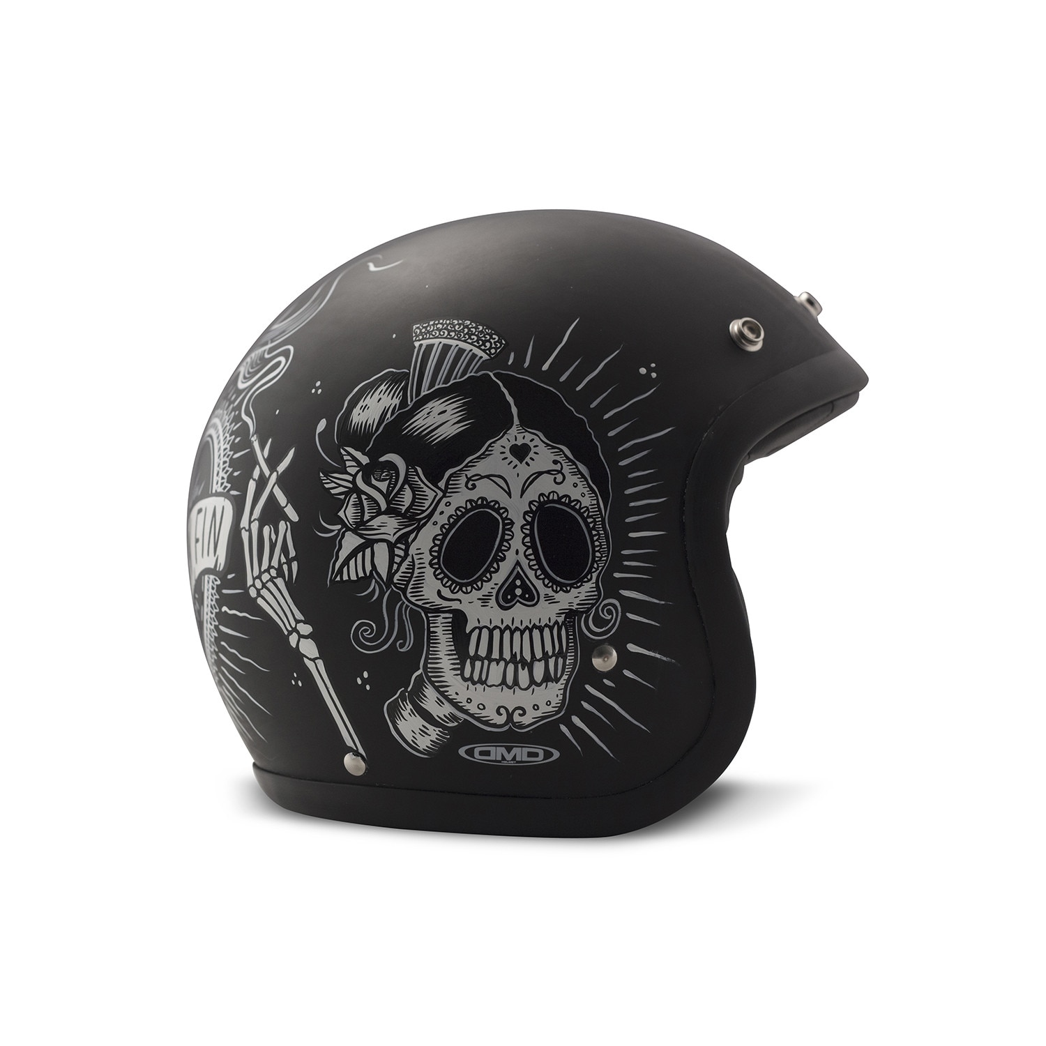 Casca moto DMD Retro, negru mat, XL, design vintage, confort maxim