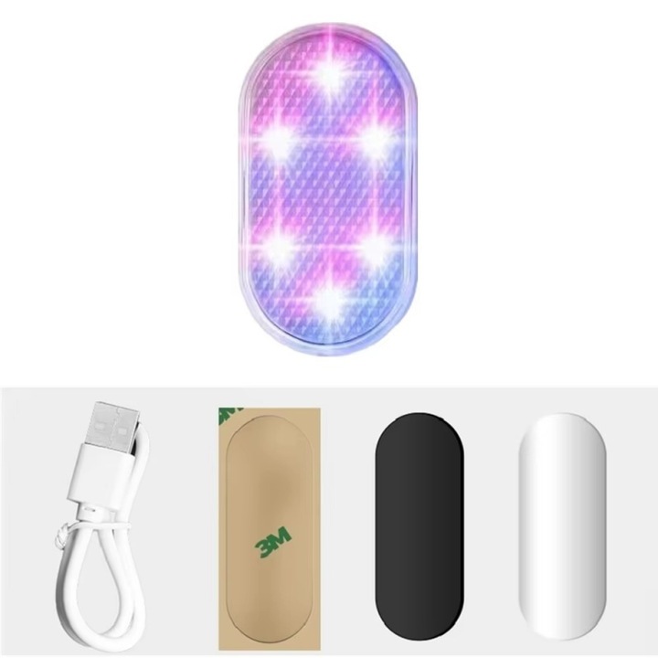 Lampa LED Mini cu Touch, roz, incarcare USB, design compact pentru interiorul masinii