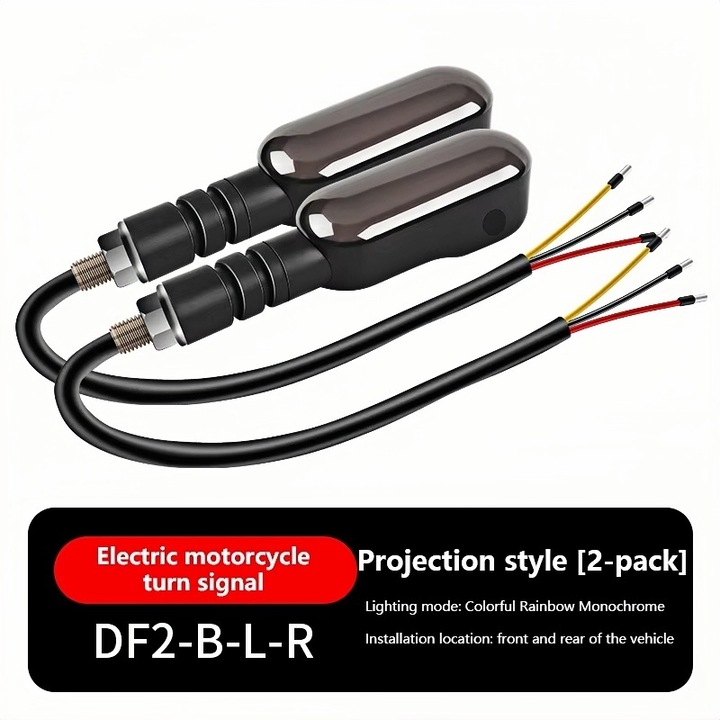 Lumini de Semnalizare pentru Motocicletă, Proiecție Colorată, 27 Moduri de Iluminare, Impermeabil, 12V, 143x30x40, 2mm