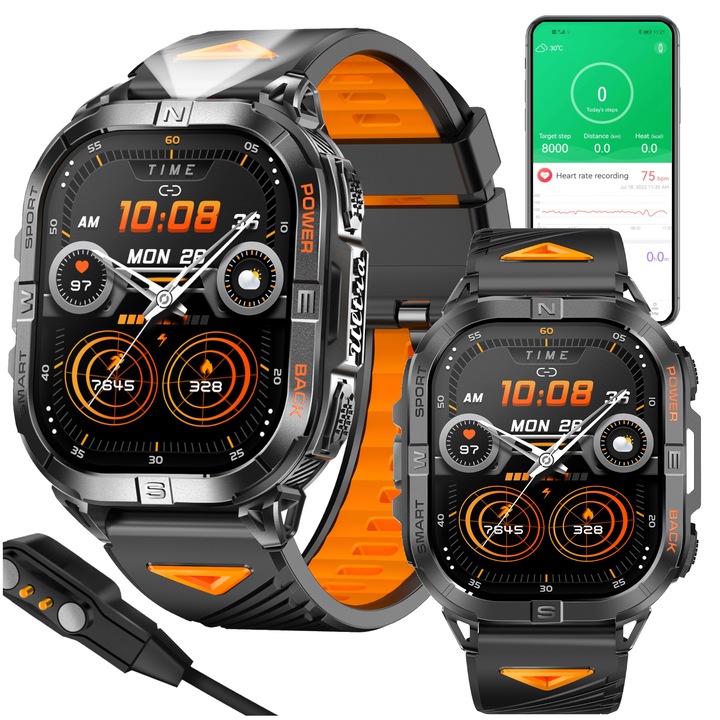 Smartwatch GlacierX Drift Black, monitorizare activități fizice, rezistent la apă, negru, dimensiune plic 53x44, 8mm