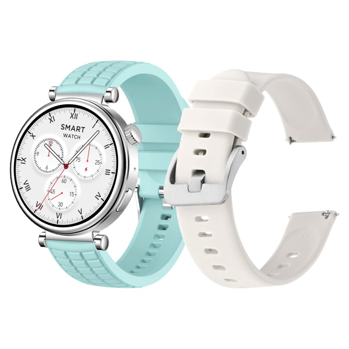 Ceas smartwatch GlacierX Ivy, Notificari/Sms/Social Media, monitorizare activitati fizice, GPS, somn, ritm cardiac, pedometru, player muzica, rezistent la apa